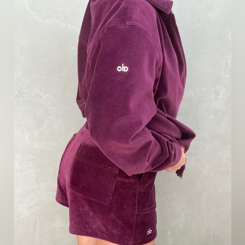 Burgundy Micro Corduroy Jacket and Shorts Set